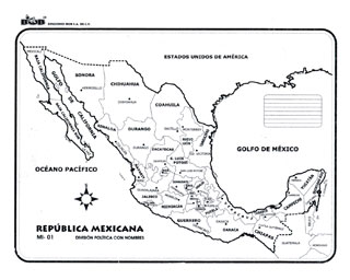 República mexicana - División política c/n - Ediciones Bob